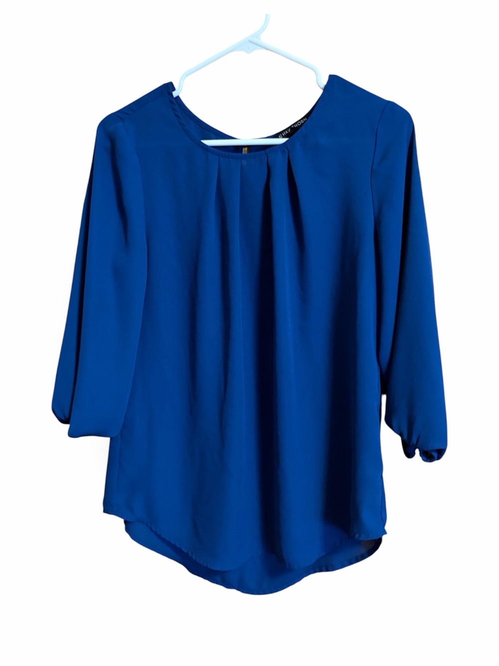 41 Hawthorn Pleated Round-Neck Blouse in Blue